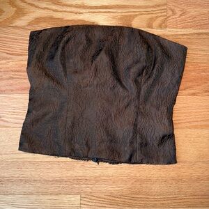 Reformation Georgia Strapless Corset Top Brown Floral Lace Bustier Size 6